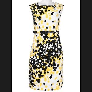 Trendmakers Belted Yellow/Black/White Dress